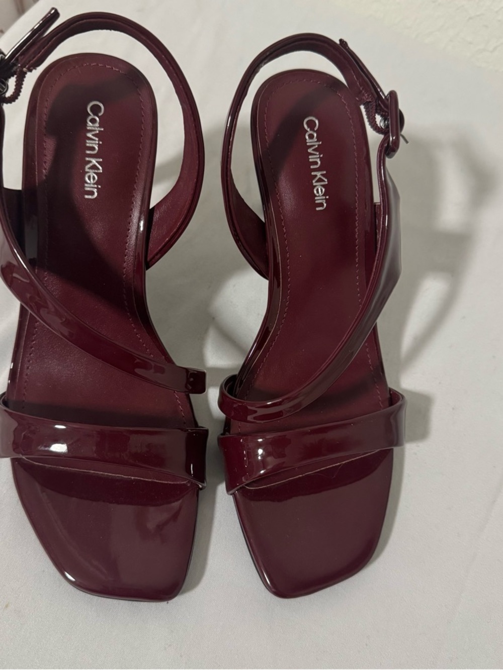 Calvin Klein Women’s Size 5.5M Wine Patent Strappy High Heel Ankle Strap EUC - Picture 9 of 10